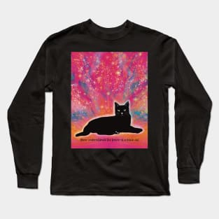 Never underestimate the power of a black cat. Black cat on an abstract background Long Sleeve T-Shirt